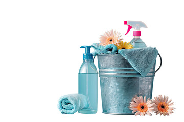 cleaning products on a transparent background