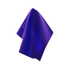 Purple shiny fabric, handkerchief or tablecloth hanging, isolated on white background. Vector illustration