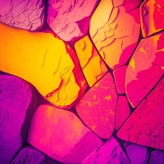 Yellow orange red magenta purple. Gradient. Abstract. Toned rough stone surface texture. Macro. Colorful background with copy space for design. Wide banner. Panoramic. Valentine Generative AI 