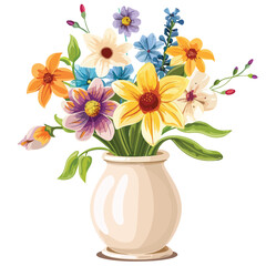 Vase of Flowers clipart isolated on white background