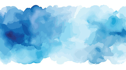 Blue hand drawn watercolor background flat vector  - obrazy, fototapety, plakaty