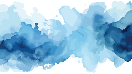 Blue hand drawn watercolor background flat vector  - obrazy, fototapety, plakaty