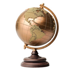 Gold and Black Globe on Wooden Stand - Cut out, Transparent background