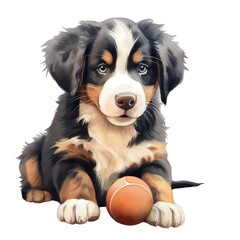 cute watercolor bernese mountain dog breed illustration