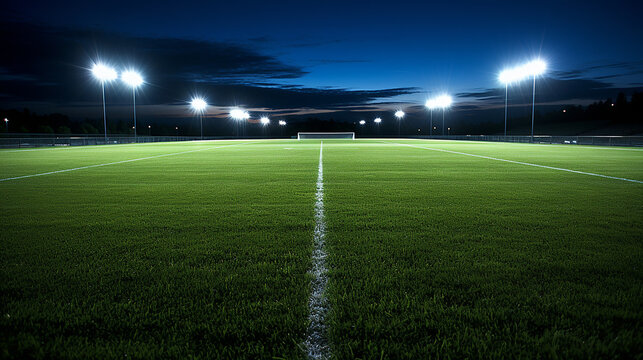 The football stadium at night. An imaginary stadium is modeled and rendered.