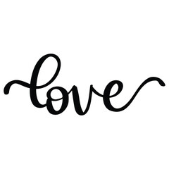 Vector illustration of hand written calligraphic word love