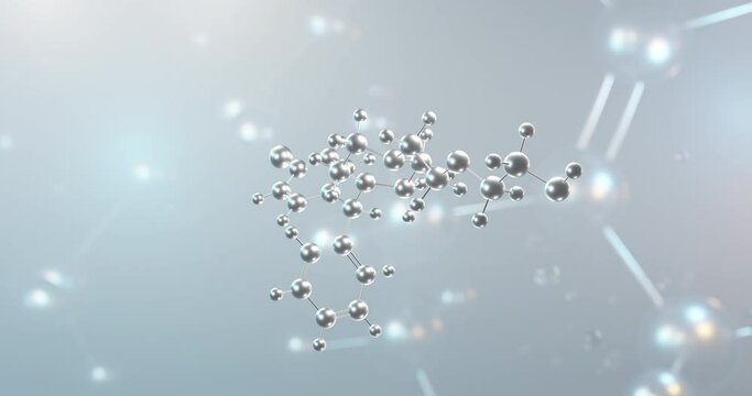 Hydroxyzine rotating 3d molecule, molecular structure of anxiolytics, seamless video