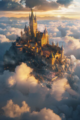A fairy tale kingdom above the sea of clouds