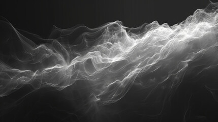 Abstract fog. White cloudiness, mist or smog moves on black background