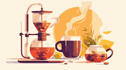 Coffee siphon and mug design of drink caffeine break