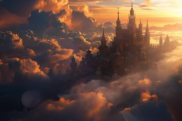 Foto op Canvas A fairy tale kingdom above the sea of clouds © grey