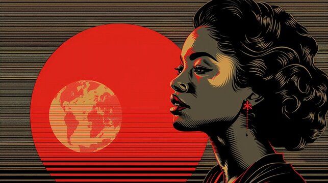 Art Deco Mom Mom designed in the style of an art deco poster, African american woman