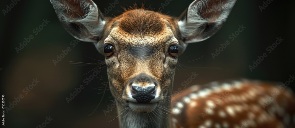 Canvas Prints macro photography capturing a close up of a deer from the cowgoat family, showcasing its fur in natu