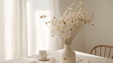Minimalist Table Setting with Dried Flowers