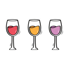 Alcohol Drink And Wine Glass Icon Set Vector Design.