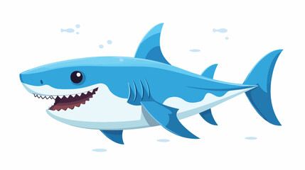 Naklejka premium Cute cartoon shark flat vector isolated on white background
