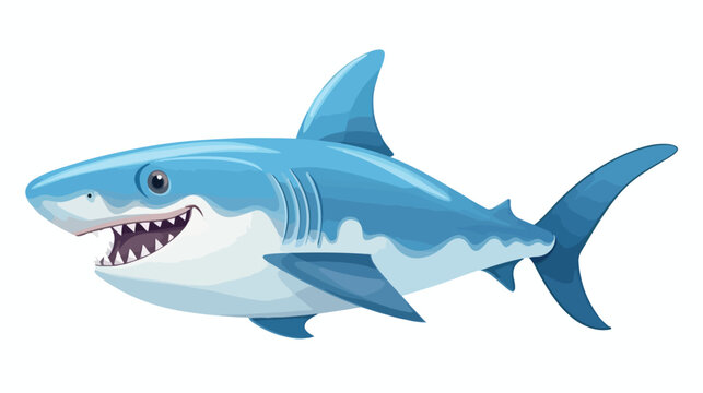 Cute cartoon shark flat vector isolated on white background