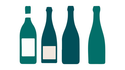 set of wine bottles in vector
