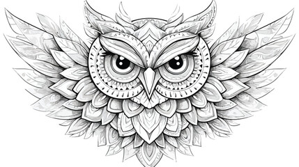 Estores personalizados com sua foto Cute owl mandala coloring page flat vector isolated