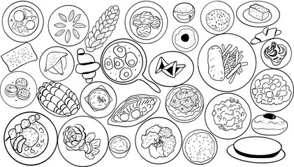 Jewish food. Hand drawn vector flat illustration.