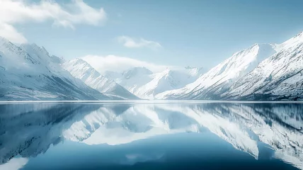 Fotobehang Picturesque winter landscape snow-capped mountains. © sema_srinouljan