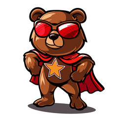 Vector illustration of a cute cartoon teddy bear wearing a superhero costume.