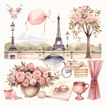 Watercolor Romantic Paris 