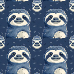 sloth Pattern Tile for seamless backgrounds and for filling surfaces, ai generated