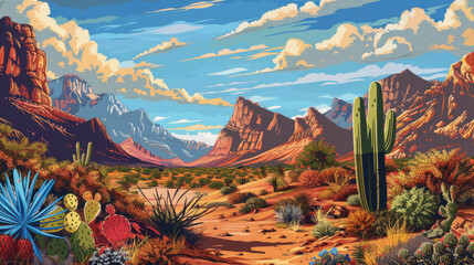 Vibrant desert landscape - obrazy, fototapety, plakaty