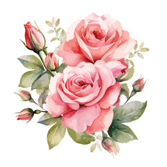Watercolor Rose Garden Clipart 