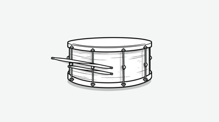 Fototapeta na wymiar Drum with sticks vector sketch icon isolated on background