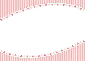ストライプとガーランド柄のフレーム背景、縞模様と三角形の曲線フレーム