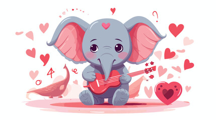 Elephantl istening to music with hearpodes. Vector i