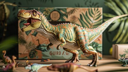 Fototapeta premium Subscription box service for dinosaur fans, delivering fossils, models, and themed merchandise , 8k