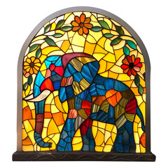 Stained Glass Elephant Sublimation in Arch Isolated on transparent background.