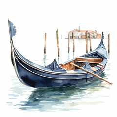 Watercolor Venice Gondola Clipart 