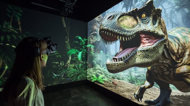 Interactive, holographic dinosaur exhibits in digital museums, tickets available online , 8k