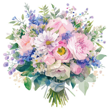 Wedding Bouquet Watercolor Clipart