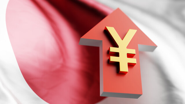 bank of japan interest rate raise concepts. 3d rendering