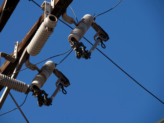 old cable and wires in pictoresque village of Loreto, Baja California Sur, Mexico