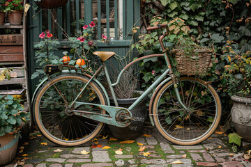 Fototapeta na wymiar Bicycle in the garden