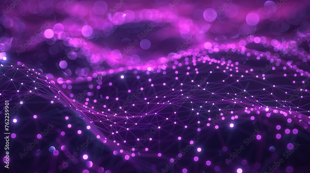 Poster a captivating display of a digital synapse network, with a flowing purple landscape that emulates th