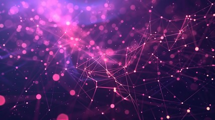 A vivid depiction of a neural network with a pink and purple glow suggests themes of AI, machine learning, and data processing, making it ideal for use in tech and scientific fields - obrazy, fototapety, plakaty