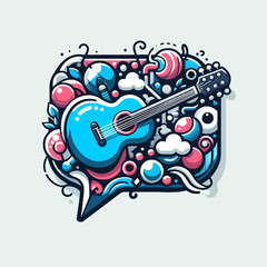 speech bubble with guitar