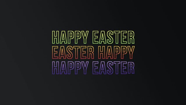 Colorful Happy Easter text stands out against a black backdrop in this image. It captures the festive spirit and joy associated with the holiday