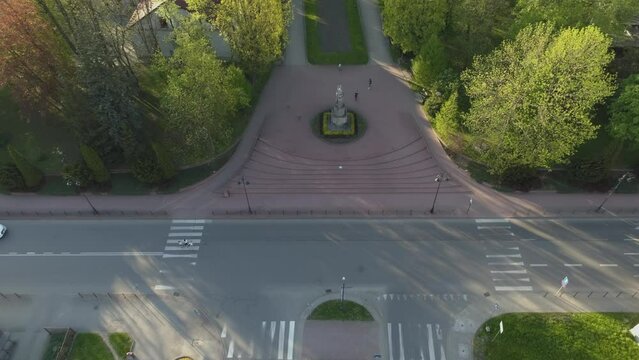 Statue Adam Mickiewicz Planty Nowy Sacz Aerial View Poland