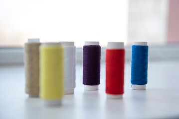 Spools of the colored thread