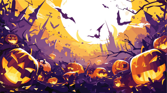 Halloween pumpkins background vector illustration. f