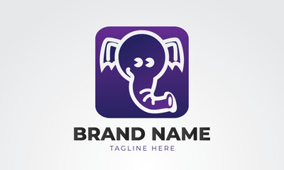 Fototapeta premium logo icon elephant in purple box