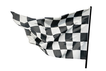 win winner checkered flag Black and white waving on  on post sign of final round end of line racing...